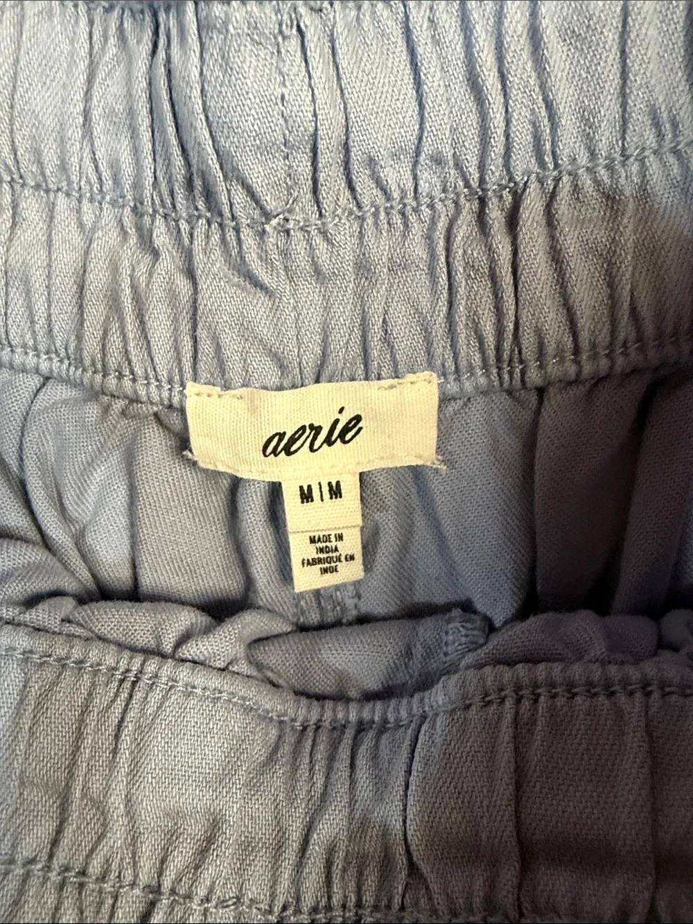 aerie Pastel Blue High-Waist Smocked Drawstring Shorts